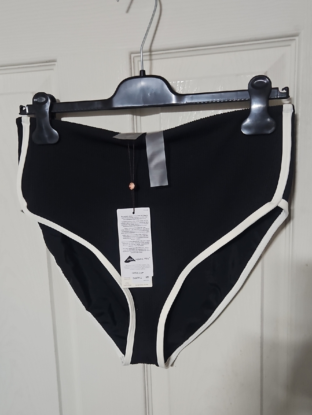 CALIA Women's Tipped High Rise Bikini Swim Bottoms: BLACK: NEW WITH TAGS: SZ XL